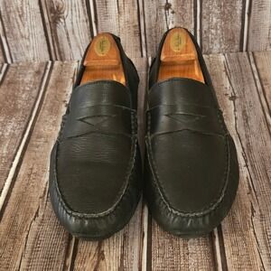 Sz 9.5 M Mens Cole Haan Grant Driver Black Leather Penny Loafers Shoes C12574